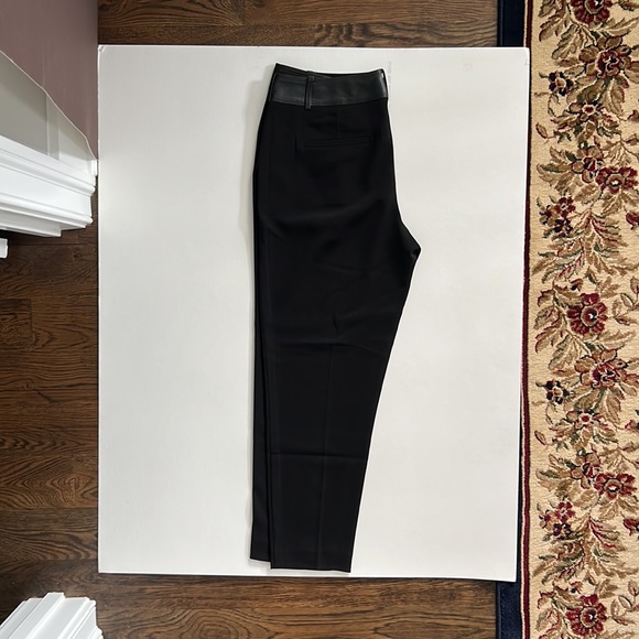 Ann Taylor Black Tuxedo Ankle Pants with Faux Leather Detail size 8 - Picture 3 of 9
